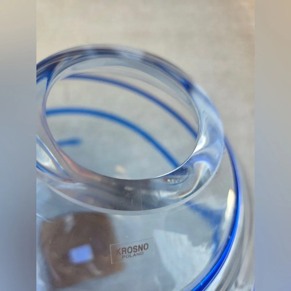 Krosno Poland for Crate & Barrel Santorini Cobalt Blue Glass Vase, 9.5”